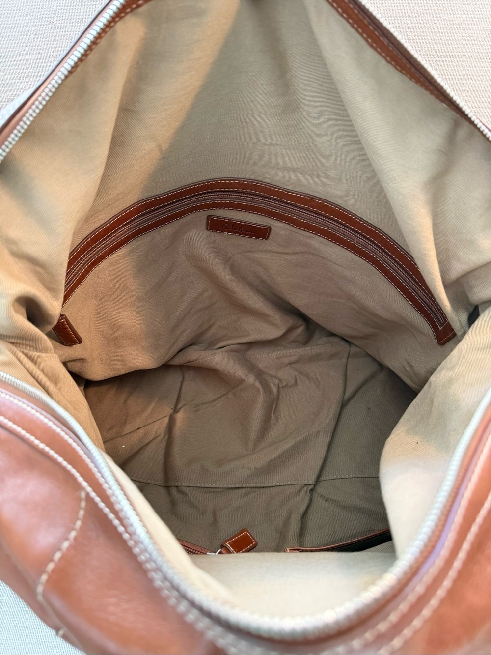 Cole Haan saddle brown leather duffle. - Picture 7 of 11